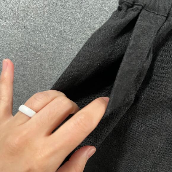 Susan Graver Petite Pure Easy Linen Utility Crop Pant Black, Petite XX-Small - Picture 8 of 11